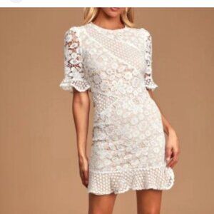 LULUS My Dearest White Lace Mini Dress I Wedding I Sorority. Sz XS